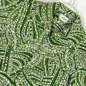 VTG 70s For Andrade Hawaiian Camp Shirt Mens M Green Loop Collar Tiki Tribal